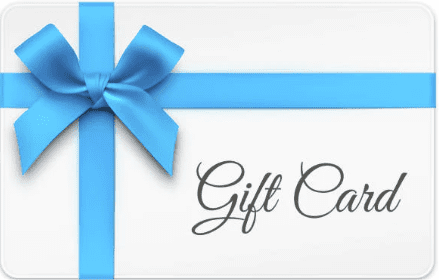 Blue ribbon gift card.